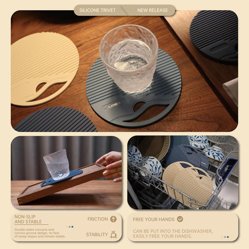 Silicone Trivets for Hot Dishes Heat Resistant Trivets for Hot Pots & Pans Multipurpose & Versatile Hot Pads for Kitchen & Countertop Table Coaste...