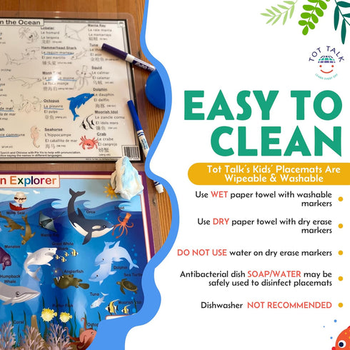 Tot Talk Mountain Animals Educational Placemat for Kids – Made in USA – Durable, Double-Sided, Learning Placemat with Mountain Wildlife & Nature F...