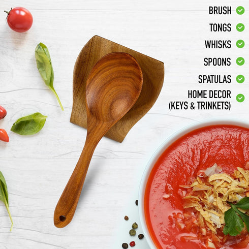 Zulay Kitchen Wood Spoon Rest – Non-Slip Wooden Spoon Holder for Stovetop & Counter – Heat-Resistant Utensil Rest for Spoons, Spatulas & Tongs – S...