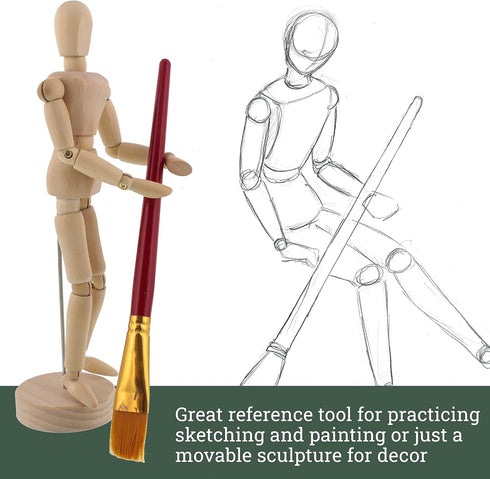 US Art Supply® Wood 8" Female - Artist Drawing Manikin Articulated Mannequin with Base and Flexible Body - Perfect for Drawing The Human Figure (8...