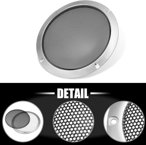 X AUTOHAUX 8" Speaker Grille Cover Mesh Trim Round Subwoofer Grille Horn Protective Guard Silver Tone Car Auto Stereo Accessories...