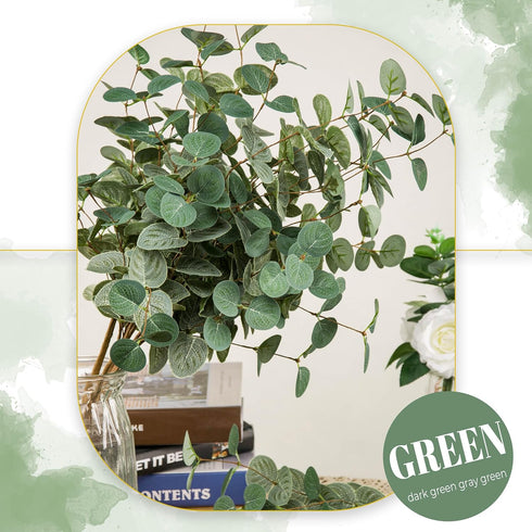 TOPHOUSE 6pcs Artificial Eucalyptus Leaves Stems Bulk 24.8” Silver Dollar Eucalyptus Artificial Greenery Silk Eucalyptus Plant for Home Wedding Fa...