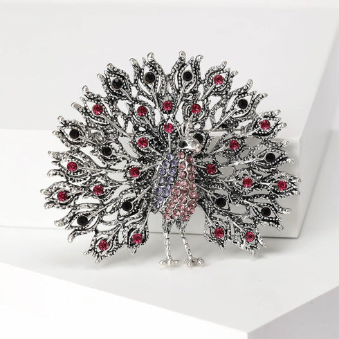 4 PCS Multicolor Rhinestone Crystal Peacock Brooch Pin Lapel Pin for Women (4 colors)...