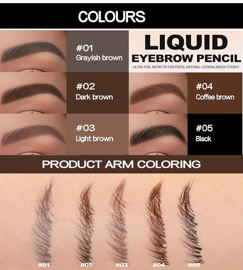5 Colors Eyebrow Pencil, Multifunctional Ultra-Fine Liquid Eyeliner & Eyebrow Pencil,Long-Lasting Waterproof&Smudge Proof, Quick Drying, Smoothly,...