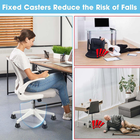 Bell Glides Replacement Office Chair Swivel Caster Wheels to Fixed Stationary Castors,with Separate Self Adhesive Felt Pads for Carpet,Desk Chair ...