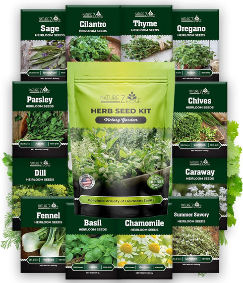 NatureZ Edge 12 Herb Seeds Variety Pack, 6000+ Heirloom Seeds for Planting Hydroponic Indoor or Outdoor Home Garden Plant Seed, Parsley, Cilantro,...