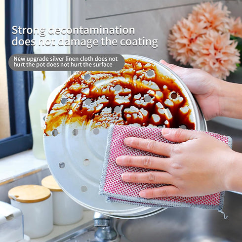 8 Pieces of Multipurpose Wire Dishwashing Rag: Durable Stainless Steel Scrubber, Suitable for Wet and Dry Use, Ideal for Sinks, Stovetops, and Pot...