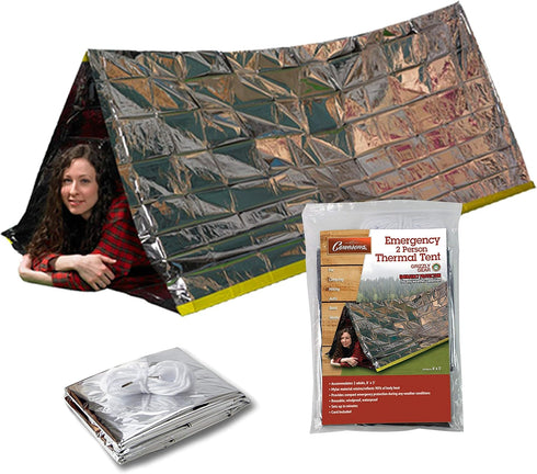 Emergency Thermal Tent- Reflective Mylar Survival Shelter- XL Size Waterproof Tube Tent Retains Heat and Fits 2 Adults in All Weather...
