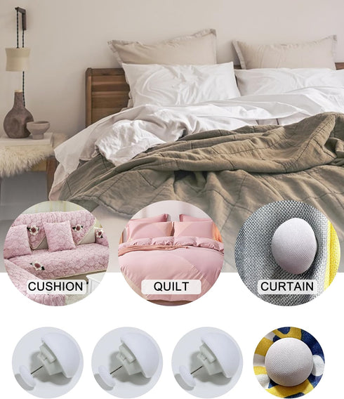 Duvet Pin Duvet Clips 16 Sets,Duvet Button Fasteners with Soft Fabric Material for Quilt, Cushions, Curtains(White)...