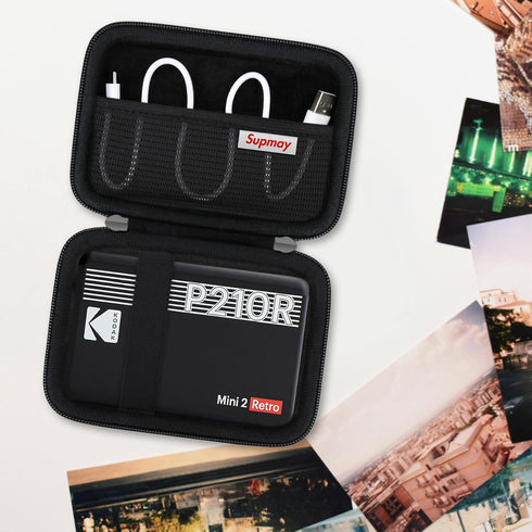 Hard Carrying Case for KODAK Mini 2 Retro 4PASS Portable Photo Printer, Instant Printer Travel Storage Holder with Mesh Pocket for USB Cable and O...