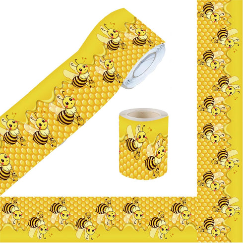 Bee Bulletin Borders 36Ft Bee Honey Bulletin Board Back to School Decoration Borders for World Bee Day Summer Party Home Office Decoration...
