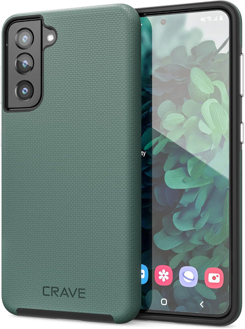 Crave Dual Guard for Galaxy S21 Case, Shockproof Protection Dual Layer Case for Samsung Galaxy S21, S21 5G (6.2 inch) - Forest Green...