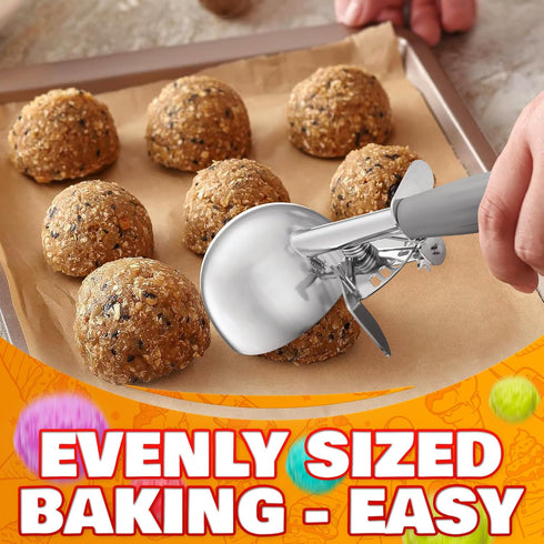 4 oz Ice Cream Scoop with Trigger Release #8 – Stainless Steel Versatile Tool for Baking, Cookies and Desserts Spoons, Easy-to-Clean, Dishwasher-S...