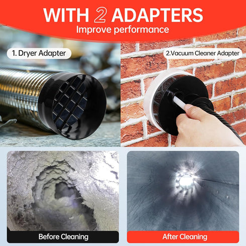 BLuesea Dryer Vent Cleaner Kit, 15-Piece Ultimate Dryer Cleaning Kit Include 30 Feet Dryer Vent Brush, Upgrade Noiseless Dryer Lint Vacuum Attachm...