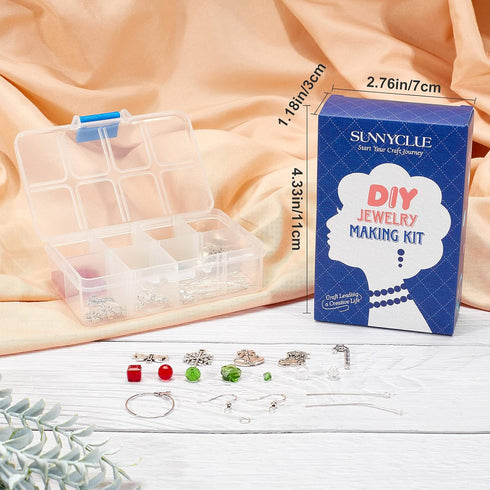 SUNNYCLUE 1 Box DIY 10 Pairs Christmas Electroplate Glass Beads Dangle Earring Making Kits Snowflake Bowknot Christmas Sock Candy Pendants Charms ...