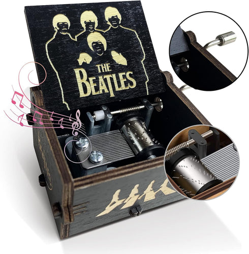 veratwo The Beatles Gifts-Hand Crank Engraved Vintage Wooden Music Box,The Beatles Fans Favorite Collection Gift for Friends and Family Birthday/C...