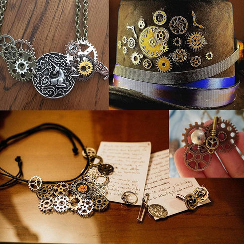 BIHRTC 200 Gram Antiqued Bronze Clock Face Charm Pendant Bulk Lots Mixed Clock Watch Gears Steampunk Charms Pendants DIY for Necklace Bracelet Jew...