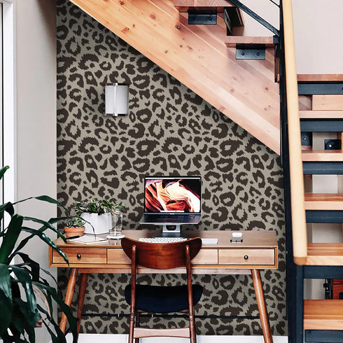 16.1"X118" Leopard Peel and Stick wallpaper Leopard Print Contact Paper Dark Brown and Khaki Wallpaper Self Adhesive wallpaper Thickened Removable...