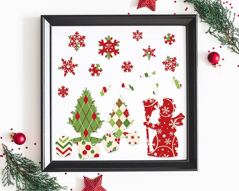 Whaline 12 Designs Christmas Pattern Paper Pack 24 Sheet Merry Christmas Scrapbook Specialty Paper Double-Sided Collection Green Red Decorative Cr...