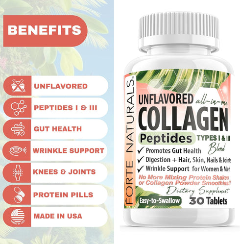 Collagen Peptide Pills 100 Tablets Protein Supplements NO More Mixing Powder Shakes Easy to Swallow Collagen Peptides Powder Pills Protein Capsule...