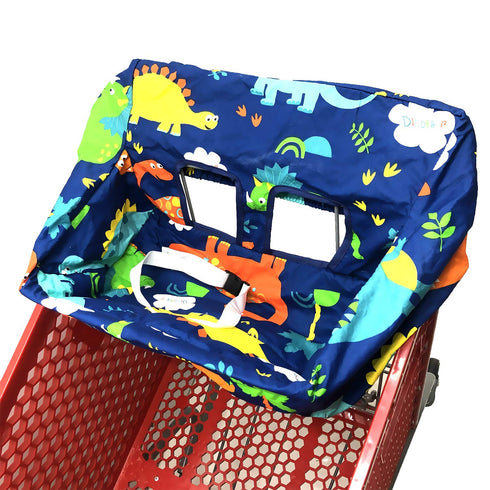 Portable Shopping Cart Cover, High Chair and Grocery Cart Covers for Babies, Kids, Infants & Toddlers, Attached Carry Bag (Simple Dinosaur)...