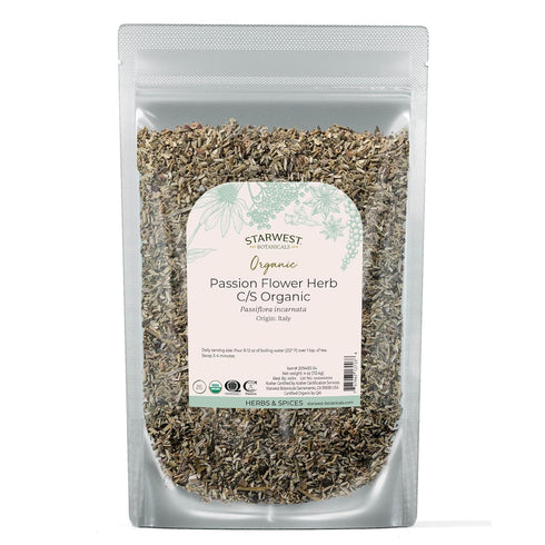 Starwest Botanicals Organic Passion Flower - Dried Loose Leaf Herb for Tea, Herbal Blends, & Smoothies, Natural Passiflora Incarnata, Cut & Sifted...