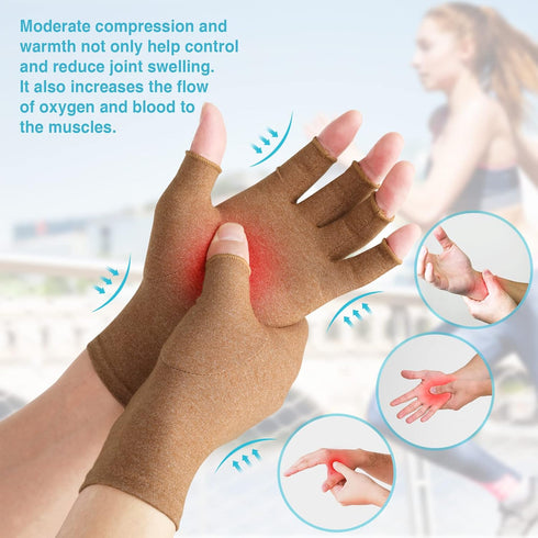 DISUPPO Arthritis Compression Gloves Relieve Pain from Rheumatoid, RSI,Carpal Tunnel, Hand Gloves Fingerless for Computer Typing and Dailywork, Su...