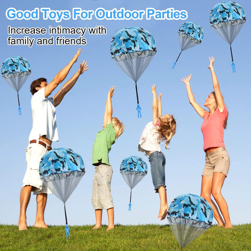 10 Pcs Parachute Toy, Camo Blue Parachute Men Toy Tangle Free Throwing Hand Throw Outdoor Flying Gifts Paratrooper Toy No Battery nor Assembly Req...
