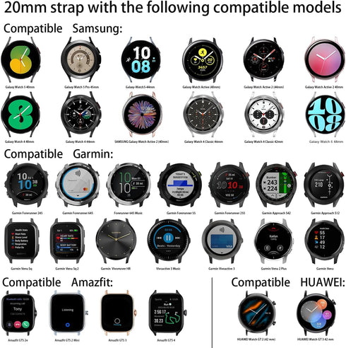 20mm Rainbow Watch Bands Compatible with Samsung Galaxy Watch FE 40mm/Watch 6 Classic 43mm 47mm/Watch 5 Pro 45mm/Watch 4 Classic 42mm 46mm/Active ...