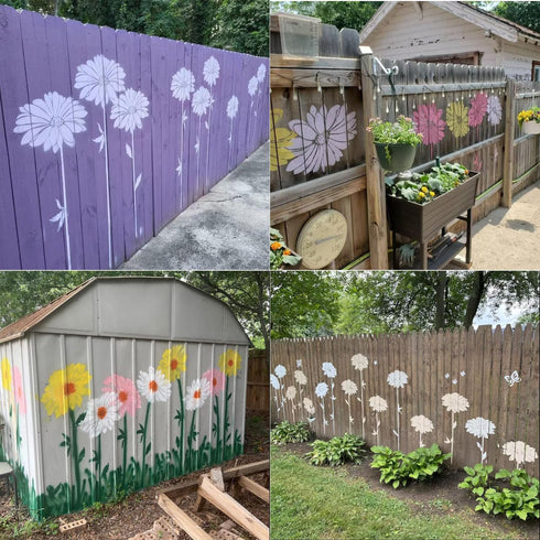 Large Daisy Stencils for Wall Fence Flower Stencils for Painting 14” Flowers Stencil for Home Garden Decor...