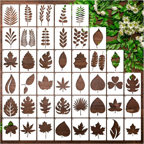 Leaf Stencils for Crafts Small leaves and and Branches Paint Plant Stencil for Painting On Wood Wall Card Making, Tiny Nature Vine Herb Essential ...