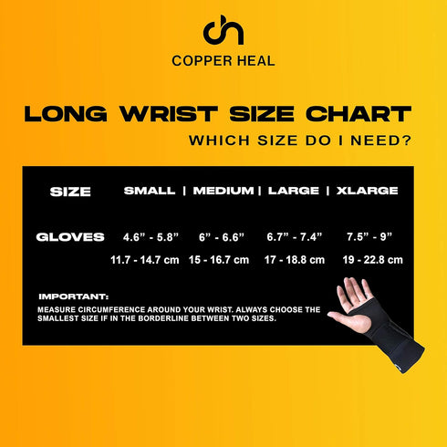 COPPER HEAL Long WRIST Brace compression Sleeve wraps Adjustable Bandage Right & Left Hands Strap Short Sleeves Wrap Recovery carpal tunnel wrist ...