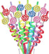 Candyland Party Supplies Drinking Plastic Straws Reusable 24 for Kids Sweet Candy Lollipop Birthday Party Favors with 2 Cleaning brush...