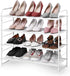 Simple Trending 4-Tier Stackable Shoe Rack, Expandable & Adjustable Shoe Organizer Storage Shelf, Wire Grid, White...