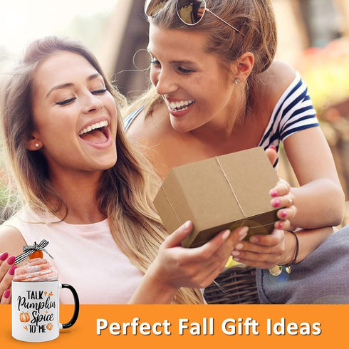 Fall Gift Box Set with Pumpkin Spice Latte Mug And Crew Socks Cake for Her Woman Wife Friends Mother Aunt Funny Present Baskets Autumn Holiday Sou...
