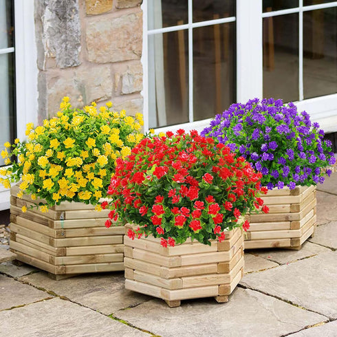 GREENRAIN Artificial Flowers Outdoor Fake Flowers for Decoration UV Resistant No Fade Faux Plastic Plants Garden Porch Window Box Décor (6 Bundles...
