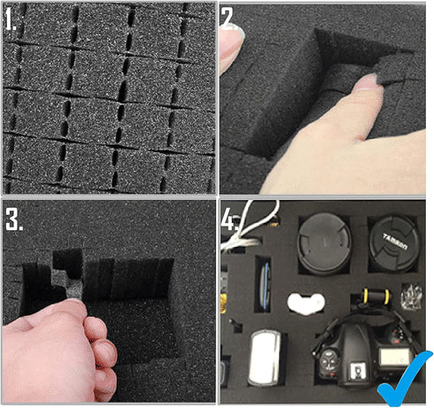 Small Hard Carrying Case with Pluck Foam Interior for Pistol, GoPro, Camera, and More - Outer Size 9 x 7.7 x 2.2 Inches, Black...
