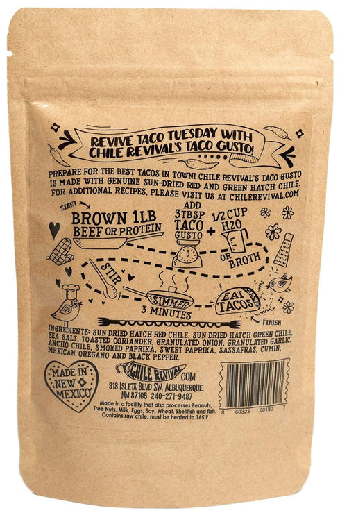 Chile Revival Taco Gusto Hatch Chile Premium Seasoning Large Bag (3.5oz)...