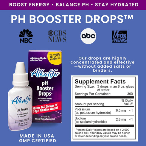 Alkalife pH Booster Drops | The First Patented Alkaline Water Booster to Neutralize Acid & Balance pH for Immune Support, Peak Performance, Detox,...