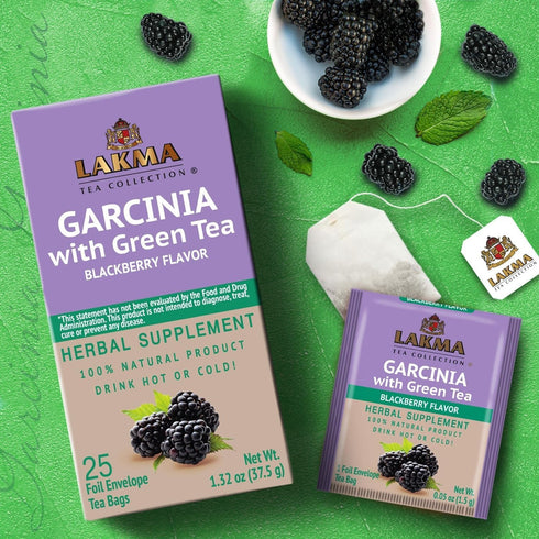 Lakma Garcinia Cambogia Green Tea with Blackberry - 25 Tea Bags...