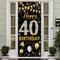 40th Birthday Decorations Door Banner, Black Gold Happy 40th Birthday Decorations Women Men, Door Cover Sign Poster Decor, 40 Year Old Birthday Pa...