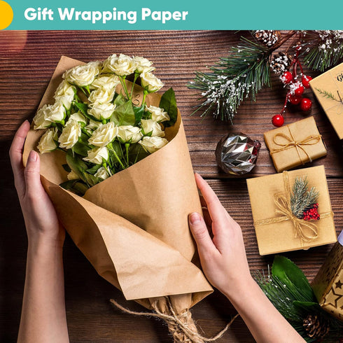 Brown Packing Paper 15"×450"(38'), Brown Paper Roll, Art Craft Paper, Kraft Paper Roll for Moving Boxes Supplies, Gift Wrapping Bouquet Flower Pap...