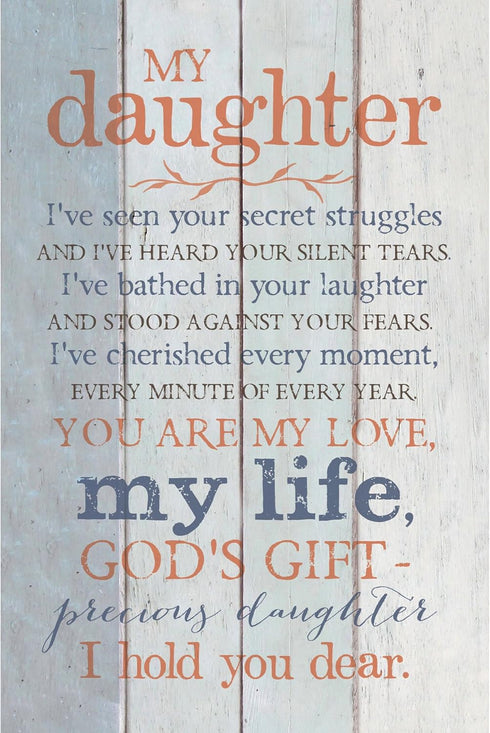 DEXSA Daughter Wood Plaque with Inspiring Quotes 6x9 - Classy Frame Wall & Tabletop Decoration | Easel & Hanging Hook | Christian Family Religious...
