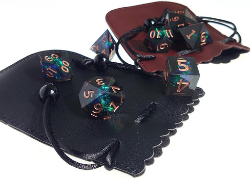 Sharpe Edge Black D&D Dice Set with Leather Bag– Green Dice Set for DND Accessories,D&D,Dungeons and Dragons,Role Playing Games and Other Table Ga...