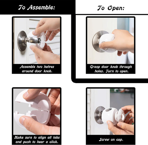Door Knob Safety Cover for Kids - 5 Pack - Baby Proof Door Knob Covers - Door Locks for Kids Safety Child Proof - White...
