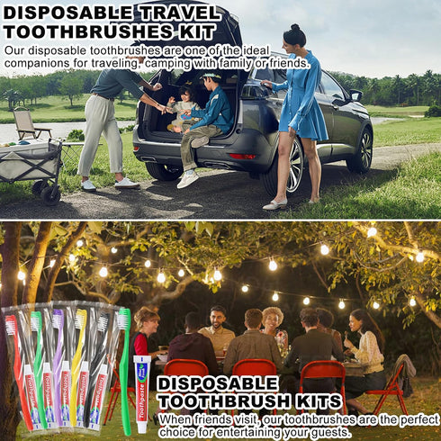 20 pcs Disposable Toothbrushes with Toothpaste,Single Use Toothbrush with 10g Toothpaste Individually Wrapped Disposable Travel Toothbrush Kit Bul...