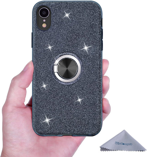 Wisdompro Case for iPhone XR, Cute Glitter Bling Sparkle Protective Case with Ring Kickstand, Women Girls Phone Case for 6.1 Inch Apple iPhone XR ...