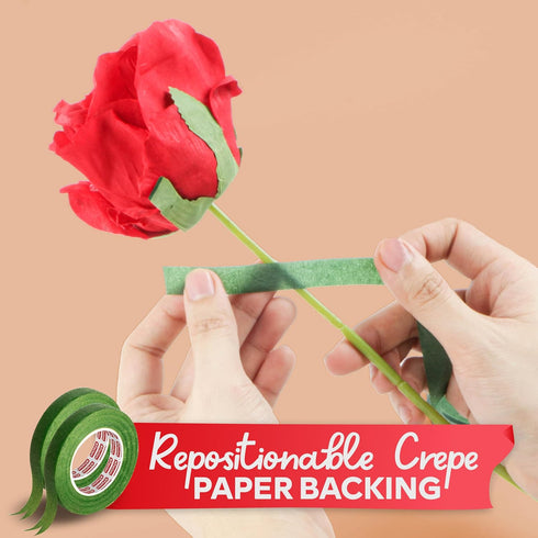 XFasten Wide Floral Tapes for Bouquet 1/2-Inch x 30 Yards - Dark Green (2-Pack) Bouquet Stem Wrap Tape for Florist – Waterproof Boutineer Tape for...