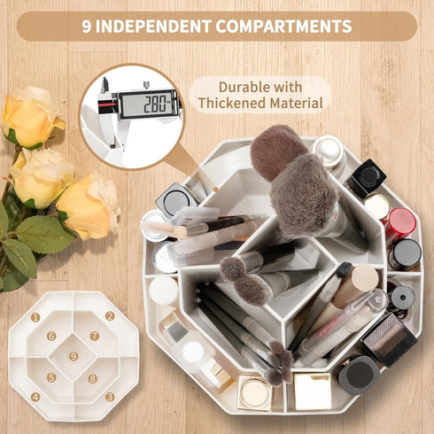 360° Rotating Makeup Brush Holder Organizer, 9 Slots Makeup Brush Organizer, Makeup Organizer for Vanity, Cosmetics, Nail Polish, Art Supply, Bath...