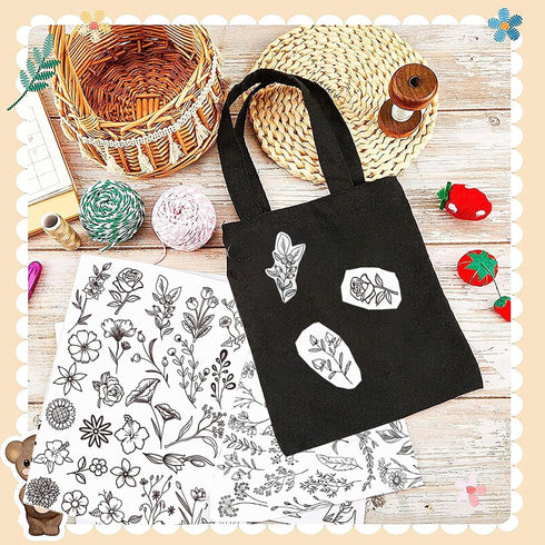 Tekalobr 50Pcs Water Soluble Sewing Stabilizers Embroidery Patterns Stick and Stitch Embroidery Paper Wash Away Stabilizers for Embroidery with Fl...